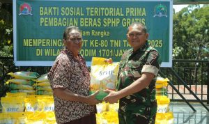 Sambut HUT TNI ke-80, Kodim 1701/Jayapura Gelar Bakti Teritorial Prima 1 Ton Beras Gratis Untuk Masyarakat