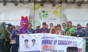 Kirap Penyerahan Obor Porkab VI Kabupaten Tangerang, Kecamatan Pagedangan ke Kecamatan Kepala Dua Berlangsung Lancar 