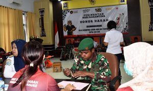 Wujud Kepedulian Sosial di Hari Karantina Ke-148, Personel Kodim Merauke Ikuti Donor Darah