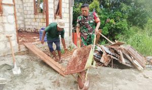 Babinsa Hadir untuk Rakyat: Gotong Royong Babinsa Jayapura Utara Bantu Warga Binaan Bangun Rumah