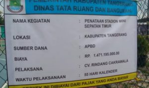 Proyek Penataan Stadion Mini Sepatan Timur, “Malah Merusak Jalan Yang Sudah Rapih”