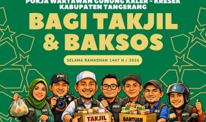 Pokja Wartawan Gunung Kaler Kresek Berbagi Takjil dan Baksos