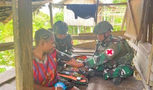 Bersama TNI Untuk Papua Sehat, Satgas Yonif 753/AVT Periksa Kesehatan Warga Suminka