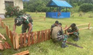 Harapan Baru di Hari Kemenangan: Pos Kotis Senggi Satgas Yonif 753/AVT Sambut Paskah dengan Hias Gereja Ebenhaezer di Distrik Senggi