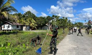 Prajurit Yonif TP 860/NSK Turun Tangan Percantik Kampung Rorisi, Perkuat Kemanunggalan TNI dan Rakyat di Waropen