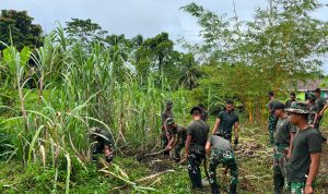 Prajurit Yonif TP 860/NSK Gotong Royong Bersihkan Lingkungan Madrasah Aliyah Ma’arif NU Waropen, Wujud Nyata Kepedulian TNI terhadap Dunia Pendidikan