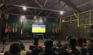 Nobar Final Piala Dunia Argentina vs Spanyol, Yonif TP 860/NSK Perkokoh Jiwa Korsa dan Soliditas Prajurit Lewat Kebersamaan