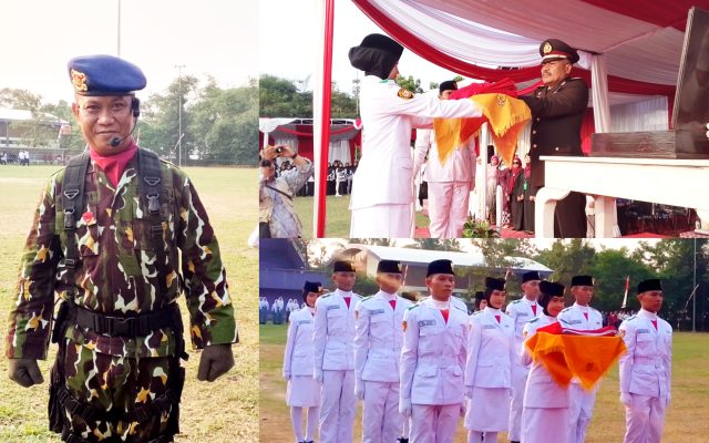 Kecamatan Cikupa gelar Upacara Penurunan bendera merah putih, Aipda Mulyadi lugas menjadi Komandan Upacara