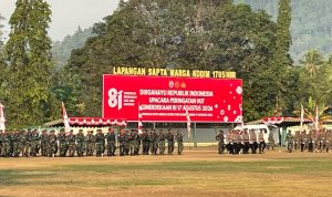 Prajurit Yonif TP 804/DBAY Raih Apresiasi sebagai Pasukan Terdisiplin dalam Upacara HUT ke-81 RI di Nabire