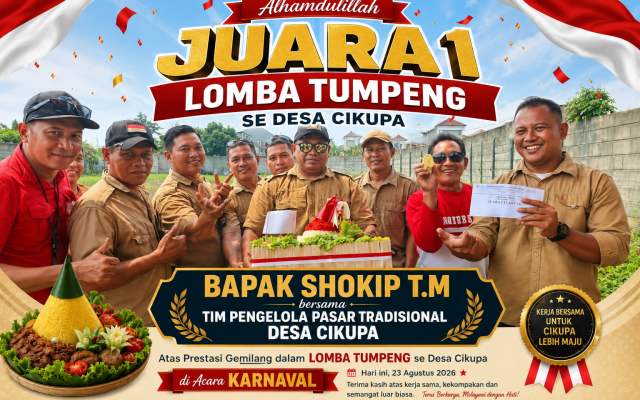 Tim Pengelola Pasar Tradisional Cikupa Raih Juara 1 Lomba Tumpeng se-Desa Cikupa