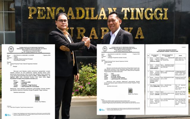 Organisasi Advokat FERADI WPI Hadiri Rapat Koordinasi Persiapan Penyumpahan Advokat di Pengadilan Tinggi Surabaya