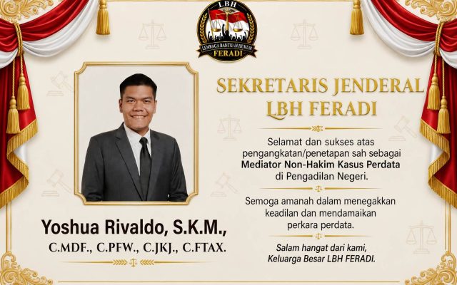 Yoshua Rivaldo Ditunjuk sebagai Mediator Non-Hakim PN Jakarta Barat, Fokus Sengketa Ketenagakerjaan dan Kesehatan