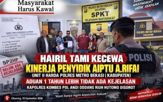 Lebih Setahun Aduan Dugaan Penggelapan Belum Jelas, Hairil Tami Pertanyakan Perkembangan Penanganan Perkara di Polres Metro Bekasi