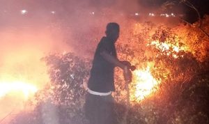 Babinsa Merauke Bersama Masyarakat, Padamkan Kebakaran Lahan di Kampung Marga Mulya Semangga 2