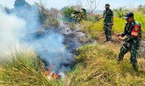 Babinsa Wanam Sigap Padamkan Kebakaran Lahan, Selamatkan Lingkungan Dari Ancaman Api
