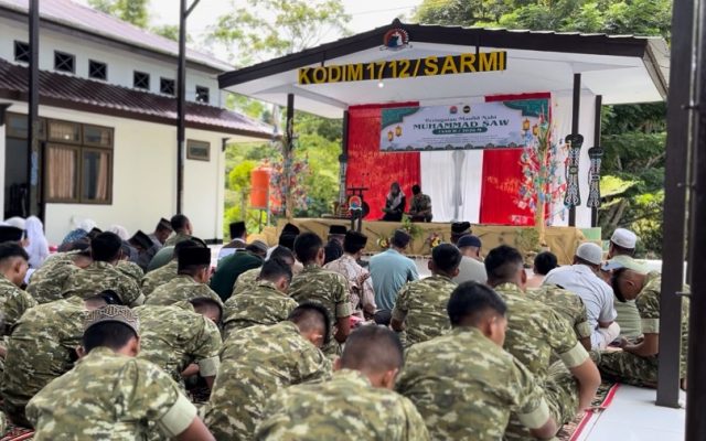 Prajurit Yonif TP 809/NTM Hadiri Peringatan Maulid Nabi Muhammad SAW di Kodim 1712/Sarmi